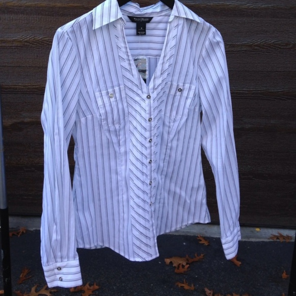 [WHBM] NWT striped button up sz 4